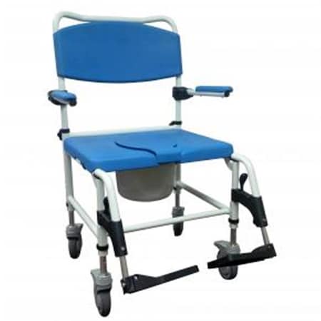 Refuah Bariatric Aluminum Rehab Shower Commode Chair with Two Rear-Locking Casters RE479637