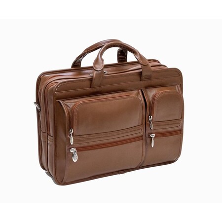 Mckleinusa McKlein  15 in. Leather Dual-Compartment Laptop Briefcase, Brown 88434