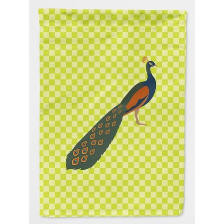 Carolines Treasures Indian Peacock Peafowl Green Flag Canvas House BB7751CHF
