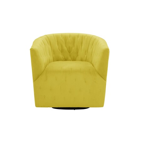 Homeroots 31" Yellow Velvet Tufted Swivel Barrel Chair 533980
