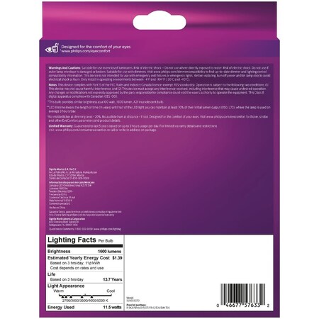 Signify WhiteDial 100W Equivalent Multi CCT A21 Medium LED Light Bulb, 2PK 576330