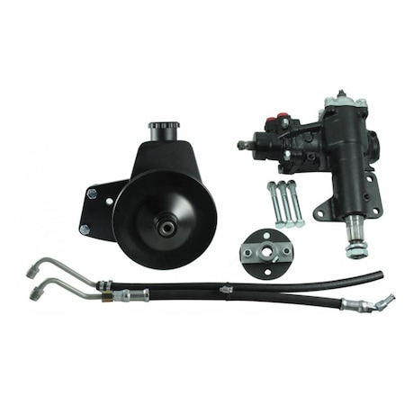 Borgeson 999052 Power Steering Box 16 to 1 Ratio 1.12 in. Sector Shaft Brackets Joints Lines Pump - Iron BRG999052
