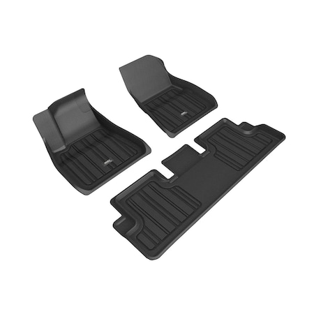 3D Maxpider Elitect 1st & 2nd Row Floor Liner for 2020-2022 Tesla Model 3 Black E1TL02601809