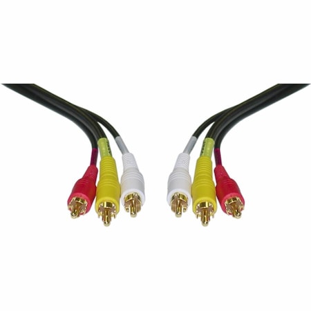 Cable Wholesale Stereo/VCR RCA Cable, 2 RCA (Audio) + RCA RG59 Video, Gold-plated Connectors, 50 foot 10R3-01150