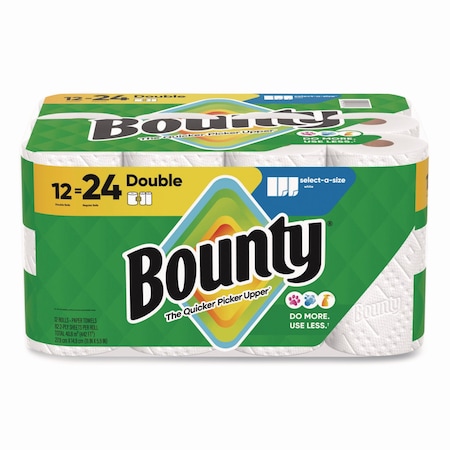 Bounty Select-a-Size Perforated Roll Paper Towels, 2 Ply, 82 Sheets, 48.18 ft, White 80798316