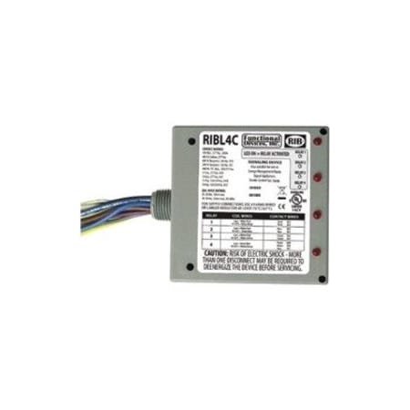 Functional Devices-Rib Enclosed Pre-Wired Rlay, 10A, (3)SPST, SPDT RIBL4C
