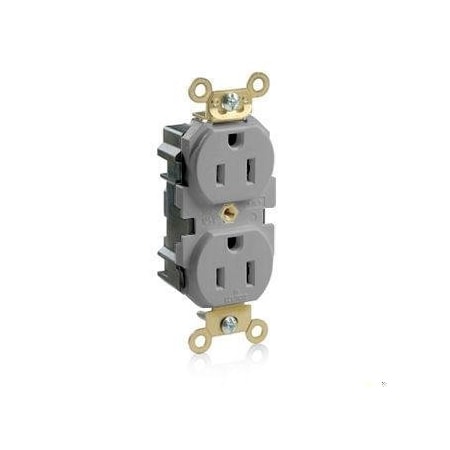 Leviton Straight Blade Receptacle, 5-15R, 15 A, 125V AC, Flush Mount, Self-Grounded M5262-GY