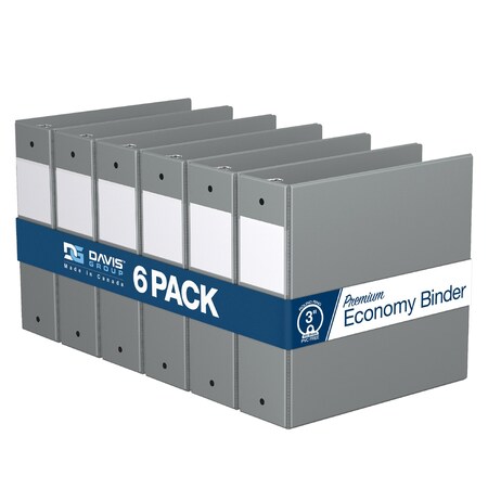 Davis Group Premium Economy, Round Ring, Binder, (Grey, 3"), PK6 2314-07-06