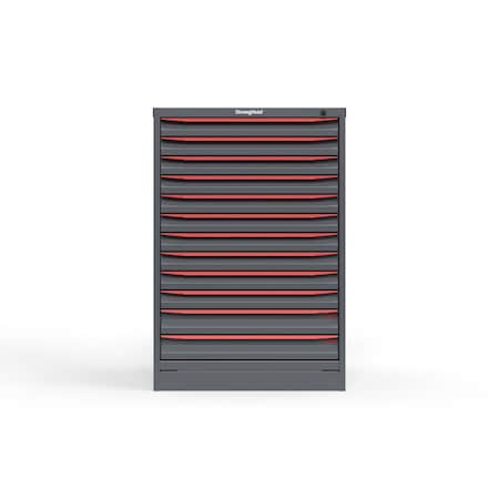 Strong Hold 12 drawer cabinet - (10x 2ft, 2x 3ft) - Red accents - Keyed Different S3044-PPDAS-1202DS