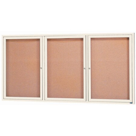 Aarco Enclosed Natural Pebble Grain Cork Bulletin Board w/ Ivory Powder Coated Al Frame, 36''Hx72''W DCC3672-3RIV