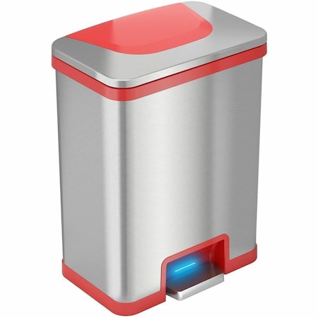 Hls Commercial 13 gal Rectangular Indoor Metal Can, Silver, Pedal Sensor Lid, Stainless Steel, 11.75 in HLS13SR
