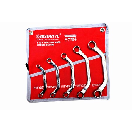 Jrsdrive C-Type Half Moon Spanner Cv Elliptical Model In Cp Matt Finish Set Of 5 Pcs Sae E-2004C