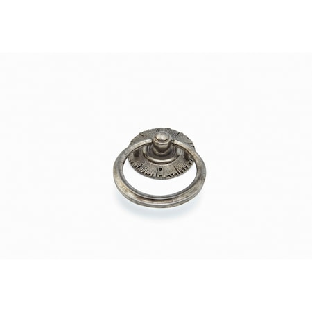 Schaub 2-1/4in x 3in Sunburst Ring Pull and Backplate Silver Antique Finish 977-SA