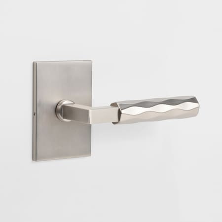 Mcbowery Hailey Satin Nickel Double Dummy Door Handle, Rectangular Rosette, Concealed Screws 203DMSN