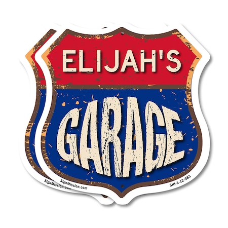 Signmission Elijah's Garage, 12 inch X 12 inch, Aluminum Metal Sign, 2PK SHI-A-2PACK-12-383-ELIJAH