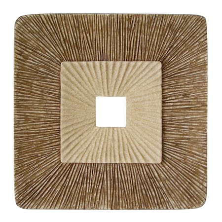 Homeroots 26" X 26" X 2" Brown Concave Square Double Layer Ribbed Wall Plaque 274779