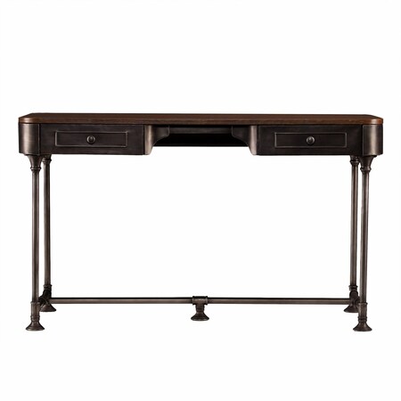 Homeroots 50" Brown And Silver Writing Desk With Two Drawers 402026