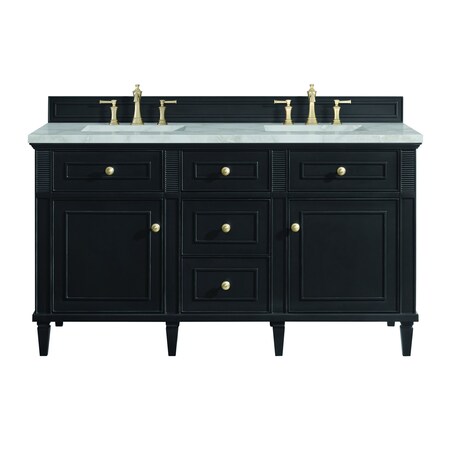 James Martin Vanities Lorelai 60'' D Vanity, Black Onyx w/ Victorian Sil Silestone Top w/FreePower Wireless Charger 424-V60D-BKO-FVSL