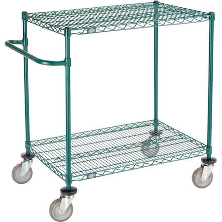 Global Industrial Nexel, 2 Shelf, Push Cart, Poly-Green, 36"W x 24"D x 40"H, Poly Casters, 4 Swivel B3055324