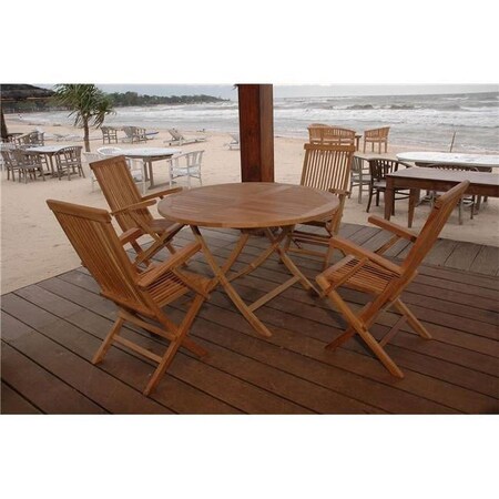 Anderson Teak 47 in. Bahama Round Folding Table Set-28