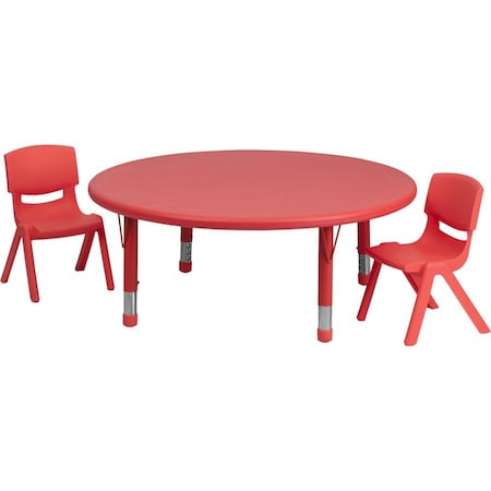 Flash Furniture Round Activity Table, 45 W, 45 L, 23.75 H, Plastic, Steel, Red YU-YCX-0053-2-ROUND-TBL-RED-R-GG