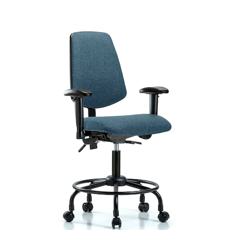 Blue Ridge Ergonomics Desk Chair Fab Desk Chair, Med, Bk, RT, Cast, Blu, Adjustable Arms, 21" to 26" Height, Fabric, Blue BR-FDHCH-MB-RT-T1-A1-RC-F43