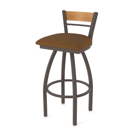 Holland Bar Stool Co Revelle 36in Swivel Extra Tall Bar Stool with Bronze Finish, Medium Back and Canter Thatch Seat 881