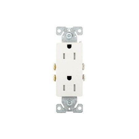 Eaton Duplex Straight Blade Receptacle, 5-15R, 15 A, 125V AC, 2 Pole, 3 Wire, Flush Mount, Grounded TR1107W-BOX