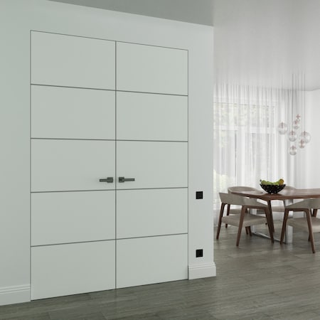 Sartodoors Hidden Double Doors, Planum 0020 White Silk Concealed Metal Frame 72" x 80" (2* 36x80) Right-hand I PLANUM0020DMF-WS-72x80-RH-I