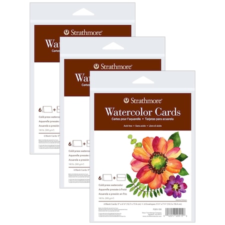 Strathmore 400 Series Watercolor Cards & Envelopes, Full Size, 5x6.875 inch, 18PK P205-150