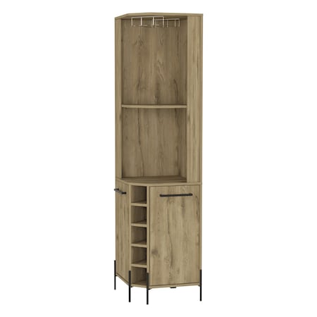 Homeroots 71in Natural Wood Corner Bar Cabinet With Two Doors 479765