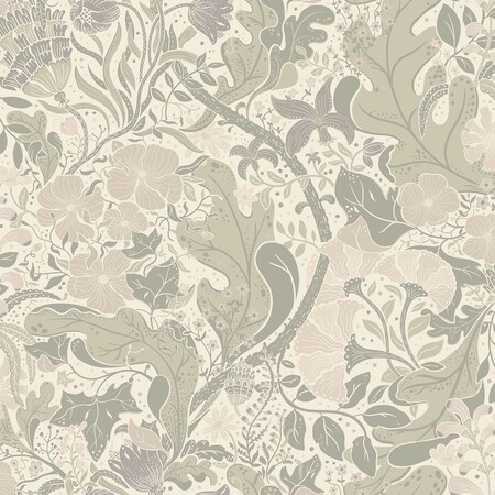 A-Street Prints Elise Light Grey Nouveau Gardens Wallpaper 4080-83105