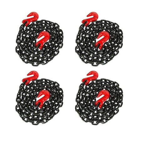 Mytee Products G80 Towing Binder Chain w/ Grab Hooks 3/8in x 20ft, 7100 lbs WLL, 4PK CH3820-G80x4