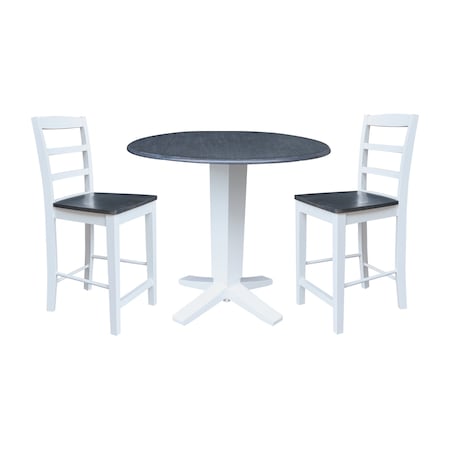 Whitewood Industries Extension Dining Tables, 45 in L, 38 in H, Parawood, 3 Piece K05-42DPT-23-S402-2