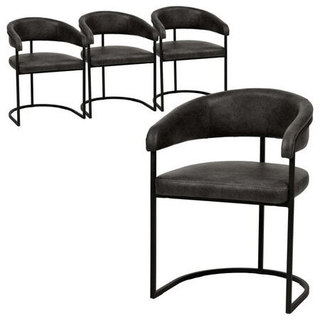 Leisuremod Aero Collection Modern Dining Chair in Charcoal, 4PK AC23CH4