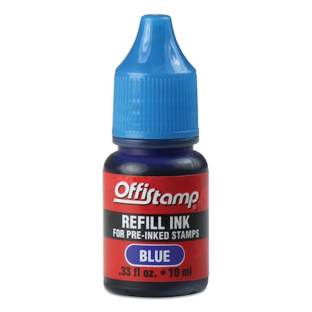 Offistamp Refill Ink for Pre-Inked Stamps, 0.33 oz, Blue 034518