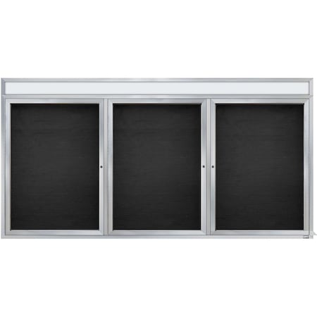Aarco Enclosed Letter Board Directory w/ Clear Satin Anodized Al Frame and Header, 48''Hx96''W, 3 Doors ADC4896-3H