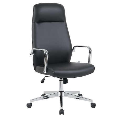 Leisuremod Flux Faux Leather Swivel Office Chair, Knee Tilt, Padded Support FO19BLL