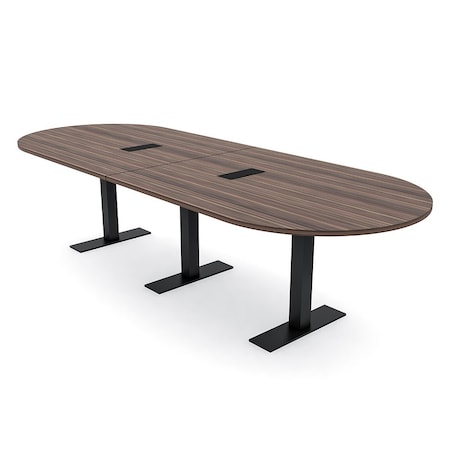 Skutchi Designs 12ft Racetrack Conference Table With Power | Harmony Series | 12 Person Meeting Room Table HAR-RAC-48X144-T.BK-H3041-EBLK