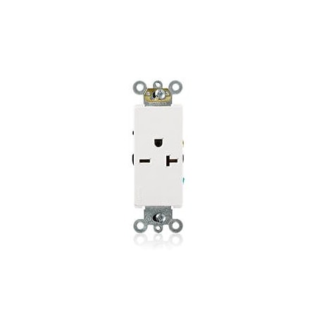Leviton Straight Blade Receptacle, 6-20R, 20 A, 250V AC, 2 Pole, 3 Wire, Flush Mount, Grounded 16451-W