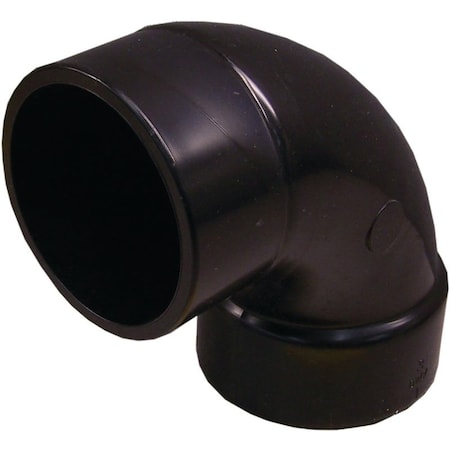 Genova CANPLAS Sanitary Street Pipe Elbow, 3 in, Spigot x Hub, 90 deg Angle, ABS, Black 102453LBC