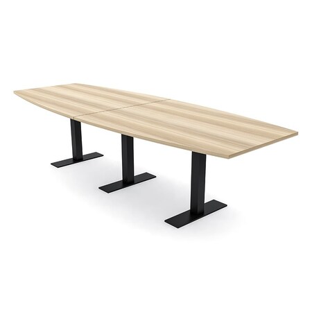 Skutchi Designs 12ft Conference Table With Power Unit | 12 Person Modular Boat Meeting Table | Harmony Series HAR-BOT-48X144-T.BK-K525-NA