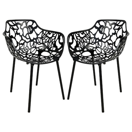 Leisuremod Modern Devon Aluminum Armchair, Black, 2PK DCA23BL2