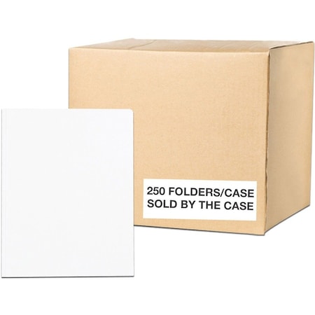 Roaring Spring Case of White Pocket Folders w/Prongs, 11.75"x9.5", Twin Pockets hold 25 sheets ea, 11 pt tag board, PK250 54122cs