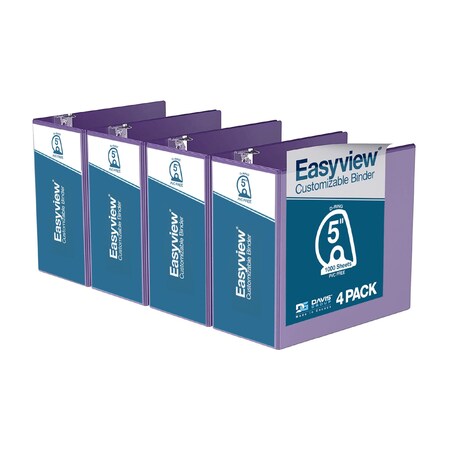 Davis Group Easyview Premium, Angle D Ring, Customizable, View Binder, (Purple, 5"), PK4 8407-69-04