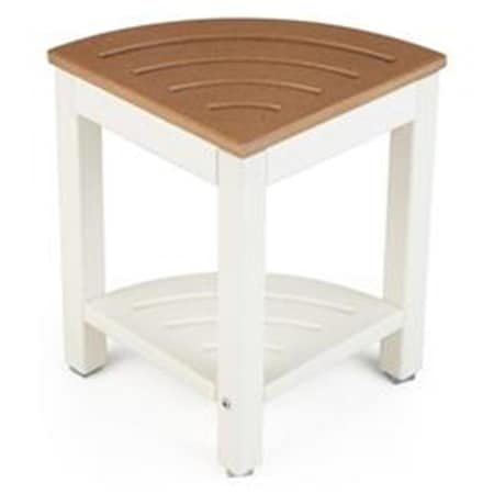 Costway Corner Shower Bench Stool with Storage Shelf for Shaving Legs, Coffee BA7860CF