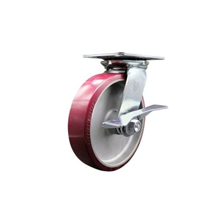 Service Caster 8 Inch Heavy Duty Poly on Aluminum Caster with Ball Bearing and Brake SCC SCC-35S820-PAB-SLB