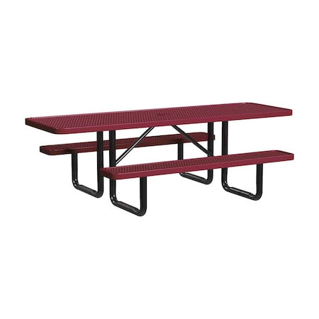 Leisure Craft 8 FT ADA Accessible Outdoor Picnic Table with 2 Bench Seats, Burgundy T8XPP-ADA-BURGUNDY