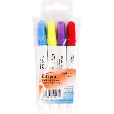 Integra Chalk Ink Markers, Bullet Point, Assorted Colors, PK4 ITA18298