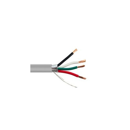 Cable Wholesale Shielded Security/Alarm Wire, Gray, 22/4 (22AWG 4 Conductor), Stranded, CMR / Inwall rated,  10K4-54212MF